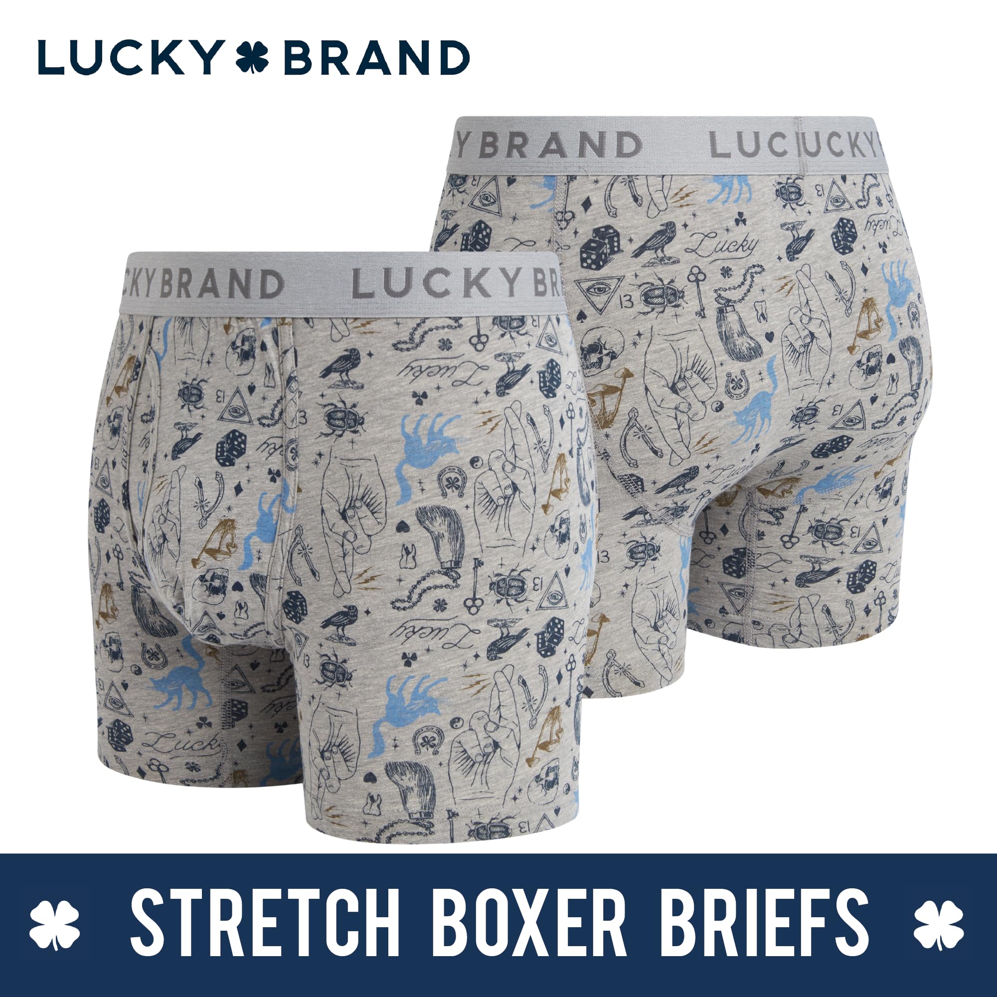 Lucky Brand Herren-Boxershorts – 3er-Pack, weich, Stretch, lässige Herrenunterwäsche mit funktionaler Fliegentasche, Boxershorts (S-2XL)