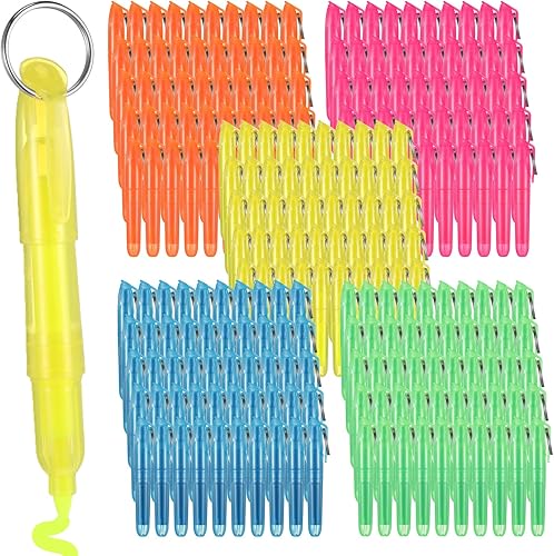 Kosiz 100 mini resaltadores de colores surtidos con llavero, punta de cincel, marcadores fluorescentes para enfermeras, resaltadores líquidos
