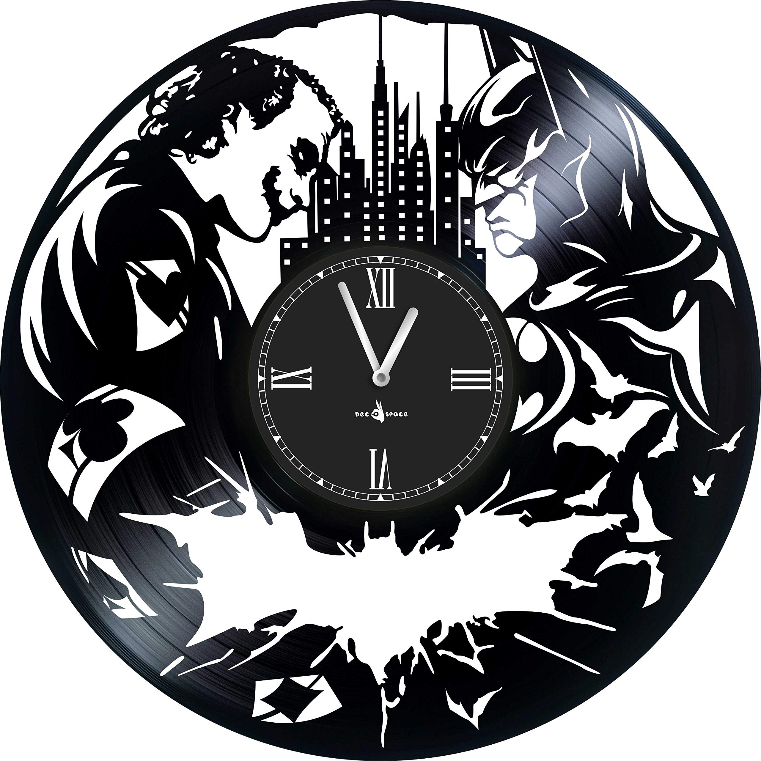 YuSerWall Clock Vinyl Record Compatible with Batman VS Joker - 12 inch - Precision Silent Quartz Movement - Best Gift for Fans Film Batman VS Joker - Original Design - Home Decoration