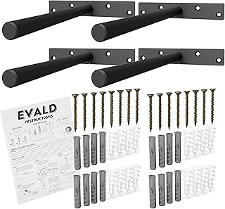 EVALD Heavy Duty Floating Shelf Bracket | 8-Inch Floating Mantel Bracket, Screws, and Anchors | Hidden Shelf Bracket for Home Improvement | Heavy Duty Floating Shelf Hardware for Office and Home Decor