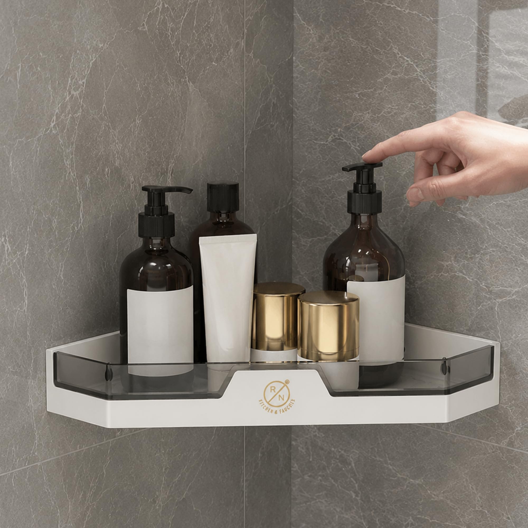 RN Wall Mounted Bathroom Corner Shelf | Plastic Corner Storage Rack for Bathroom & Kitchen | Shelf for Shampoo, Soap & Toiletries | Space Saving Corner Rack-image-46