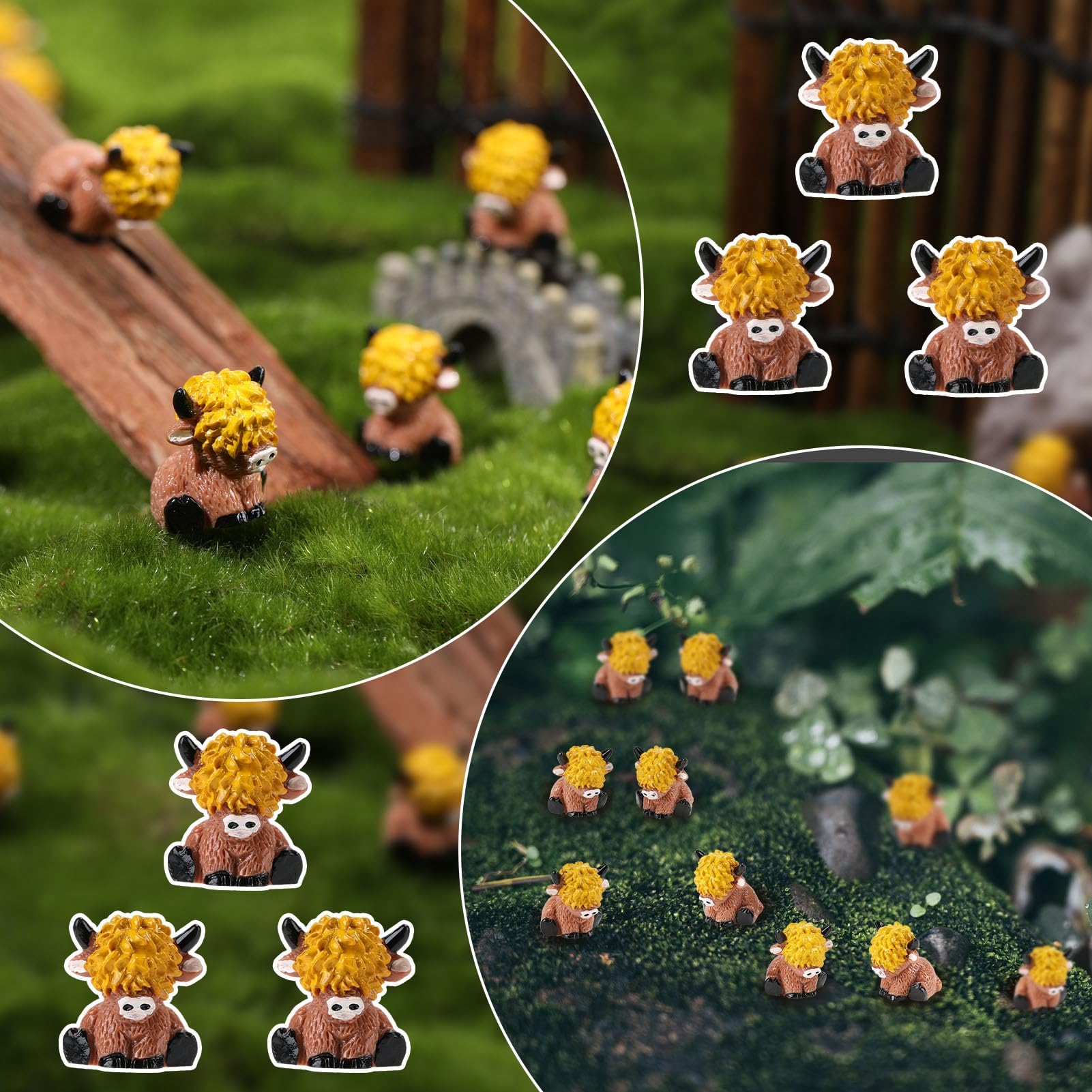 Amazon.co.jp: XLSXEXCL 72ピース ハイランド牛の置物 ミニ樹脂牛 ゴム