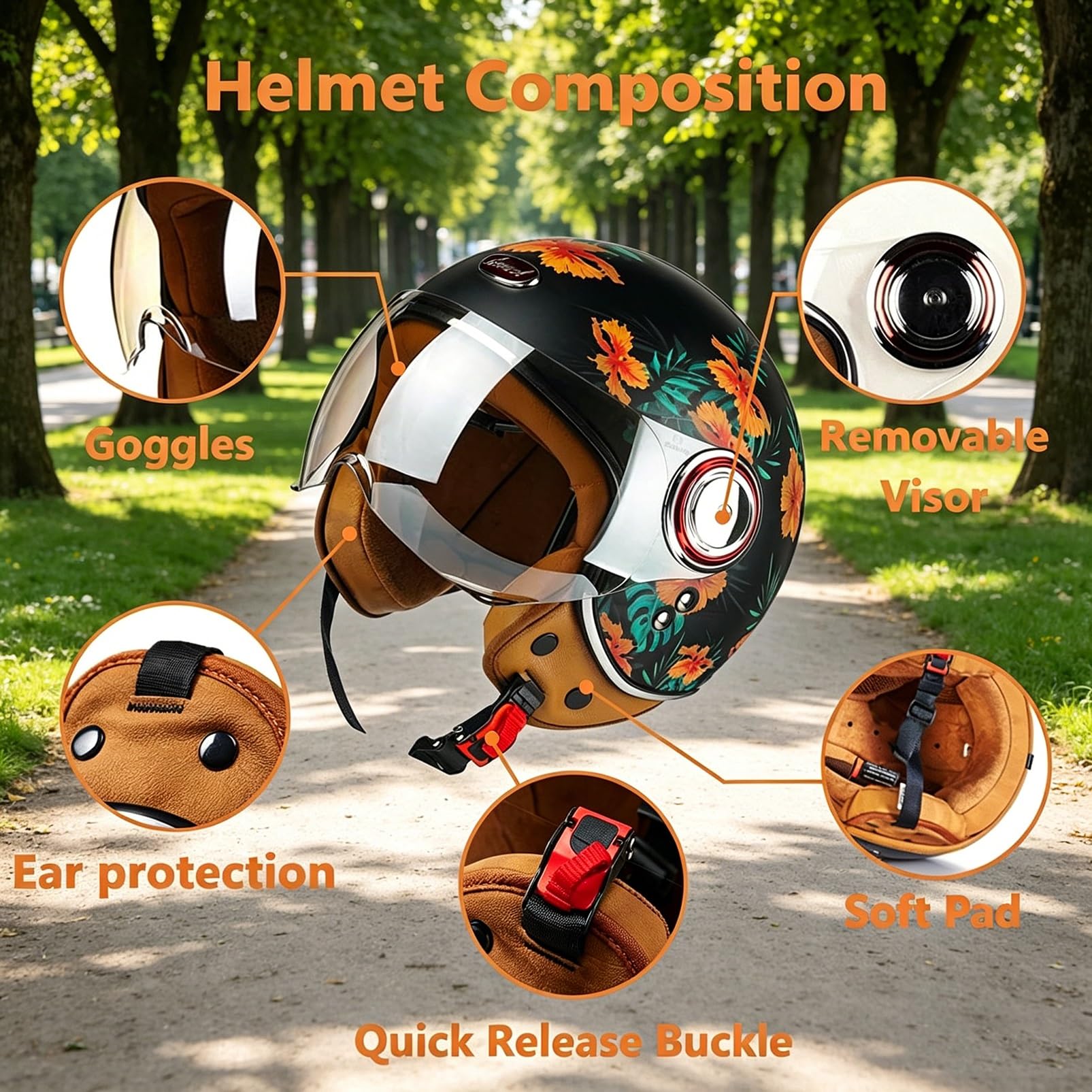 Guida con Stile: Casco Moto Jet Rétro 3/4 con Doppia Visiera per Uomo Donna Adulto Scooter Motorino Casco Aperto Omologato ECE 22.06 DOT Italiano Pop-Art Bianco Italia