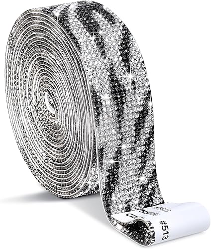 Zonon Cinta autoadhesiva con diamantes de imitación para manualidades, rollo de cinta de joyas de 0.079 pulgadas para decoración navideña de auto,