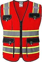 Vista 20 de JKSafety - Chalecos de seguridad reflectantes de alta visibilidad para hombres y mujeres, con bolsillos, ropa de seguridad de malla
