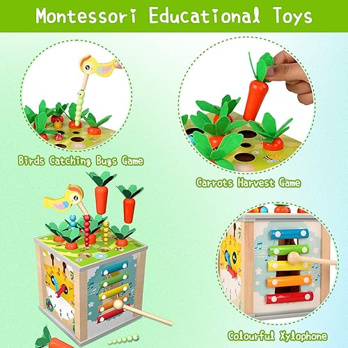 Miniatura 2 de Juguetes de madera 6 en 1 para bebés, juguetes Montessori para bebés, regalos de juguete para bebés de educación temprana con identificación de
