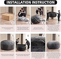 Vista 4 de Puf de 3 pies, puf con relleno, espuma viscoelástica altamente resistente, puf redondo de felpa, mueble para sala moderna, silla de lectura de ocio