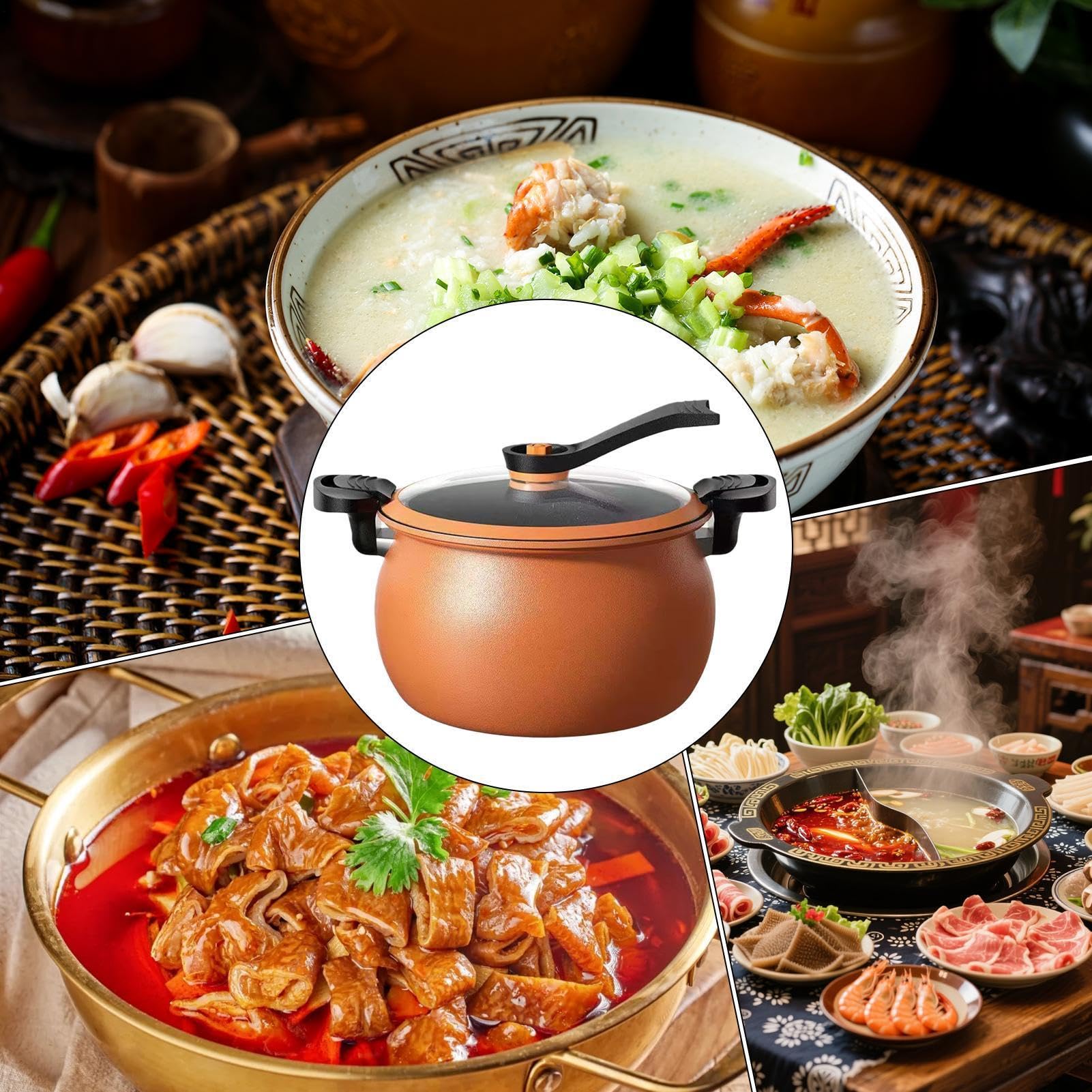 Olla A Presión Utensilio de Cocina Antiadherente Gran Capacidad con Tapa | Olla Arrocera de Cocción Lenta Para Cocinar Conservas Cocer Vapor Hornear Legumbres Celebraciones