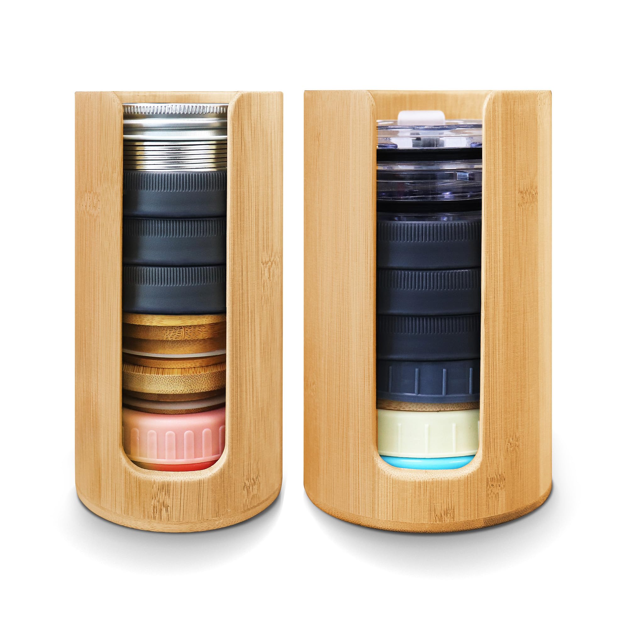 Mason Jar Lid Organizers (2pcs), Mason Jar Lid Storage Made of Bamboo,Fit Perfectly,Stackable Steady, Suitable for Regular Mason Lids/Canning Lids/Bamboo Lids