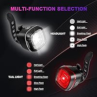 Vista 6 de Luz de bicicleta impermeable IPX6, con 5 + 5 modos, impermeable, tipo C, para montar por la noche, luces de bicicleta de larga vida útil de 17 horas