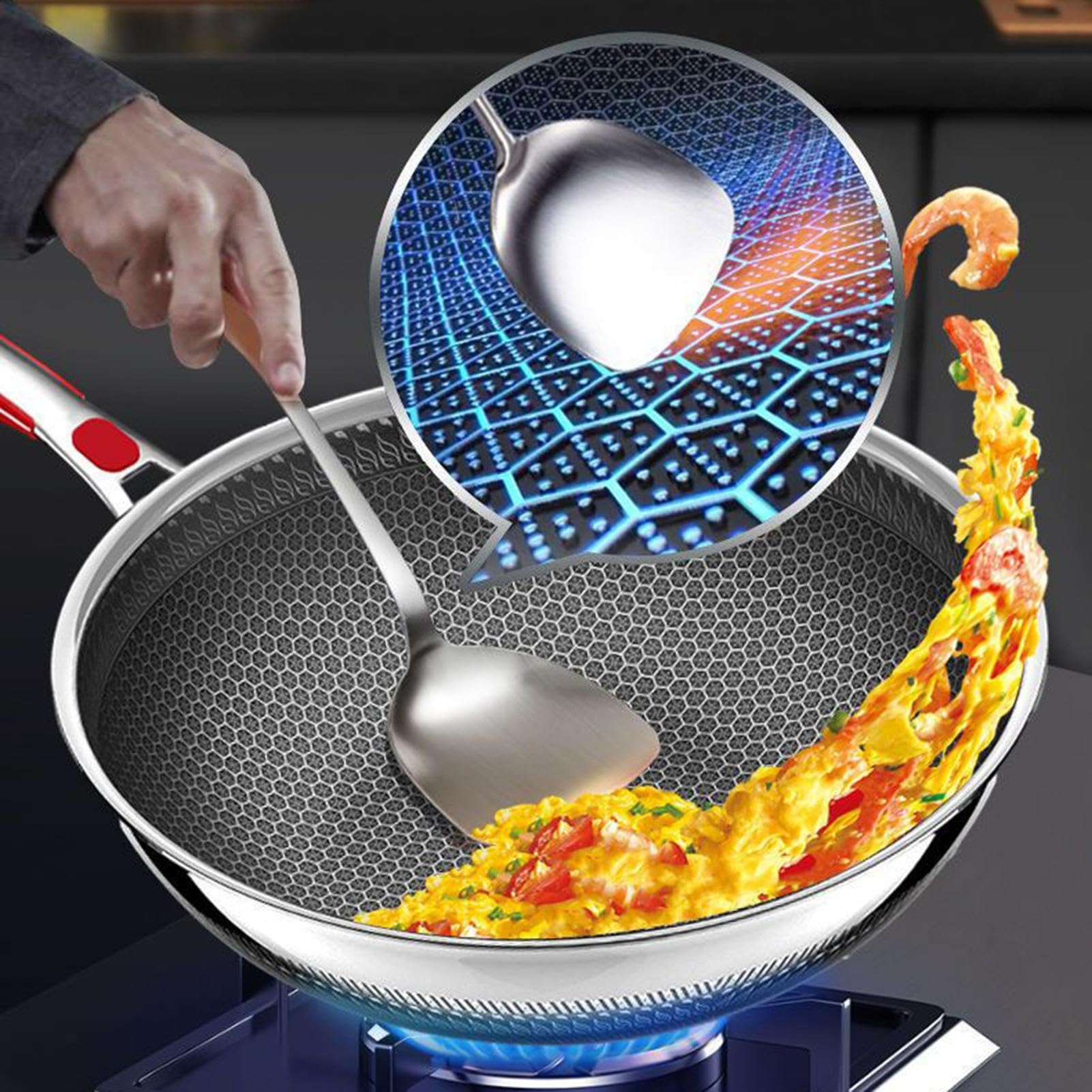 Generisch Non Stick Frying Pans, Skillet Pan, naczynia kuchenne z pokrywką, 30 cm, , trwałe wzornictwo, odporne na zarysowania, łatwe czyszczenie, idealne do gotowania jajek, naleśników, soups