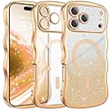BENTOBEN for iPhone 17 Pro Case Clear, [Compatible with MagSafe][Full Camera Protection][Cute Wave Frame][DIY Glitter Cardstock] Electroplated Wavy Shockproof 17Pro Phone Case 6.3