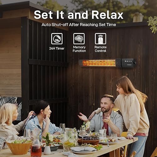 Miniatura 6 de Powerscale Calentador infrarrojo de 1500 W con control remoto, función de calor y memoria instantánea de 2.5 segundos, calentador eléctrico para