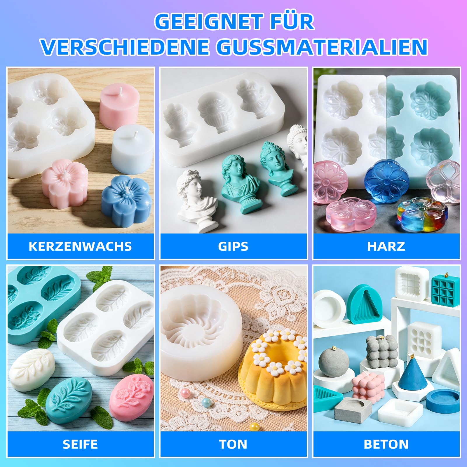 STARTSO WORLD Abformsilikon, 2L 20A Flüssiges Silikon/Gießsilikon, Transluzenter Silikonkautschuk für den Formenbau, ideal für DIY Harzformen, Kerzenform, Seifenform, Gießen, Basteln