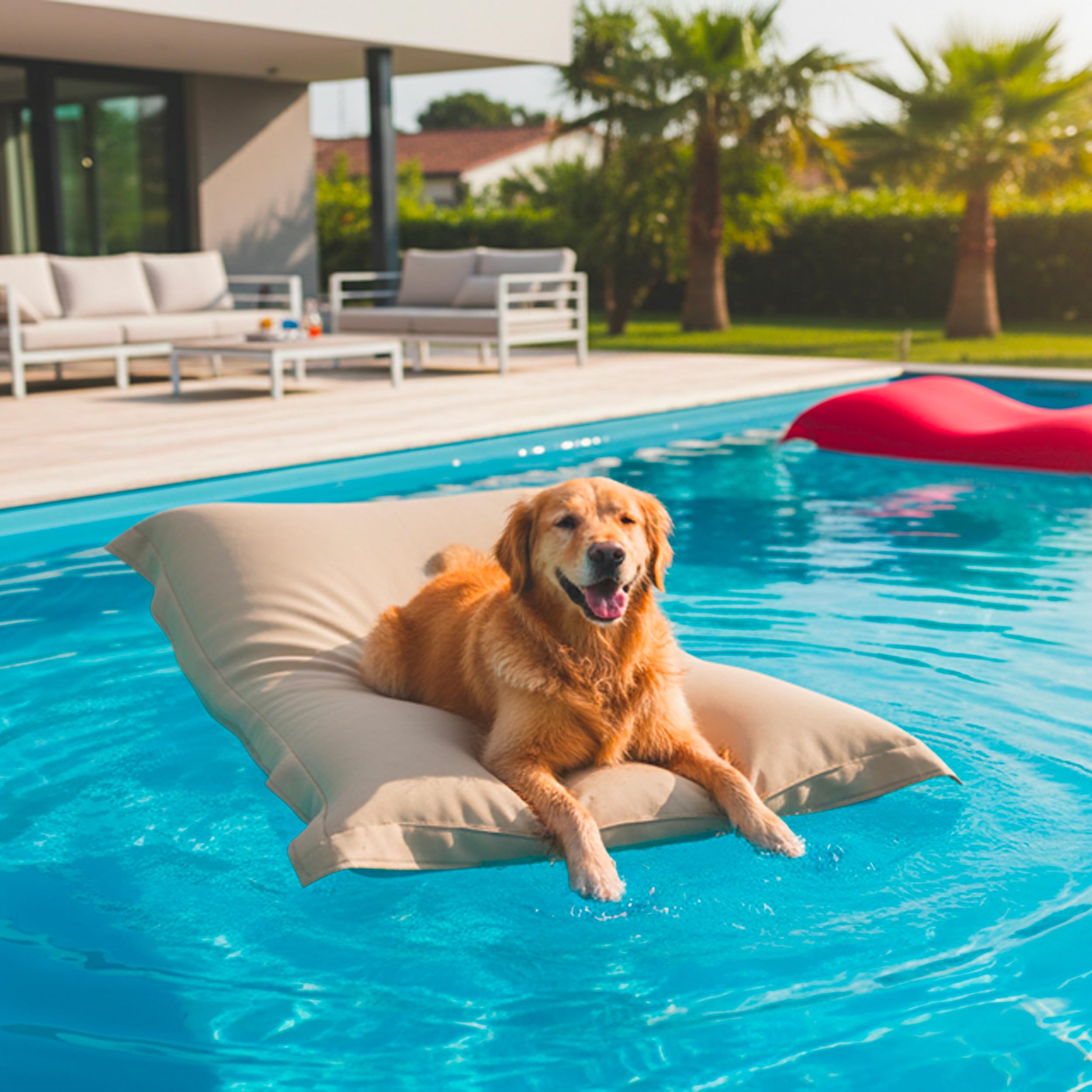 LIVEDECO - Ogromna pufa XXL zdejmowana, pływająca do basenu, Beige Pool BiG52