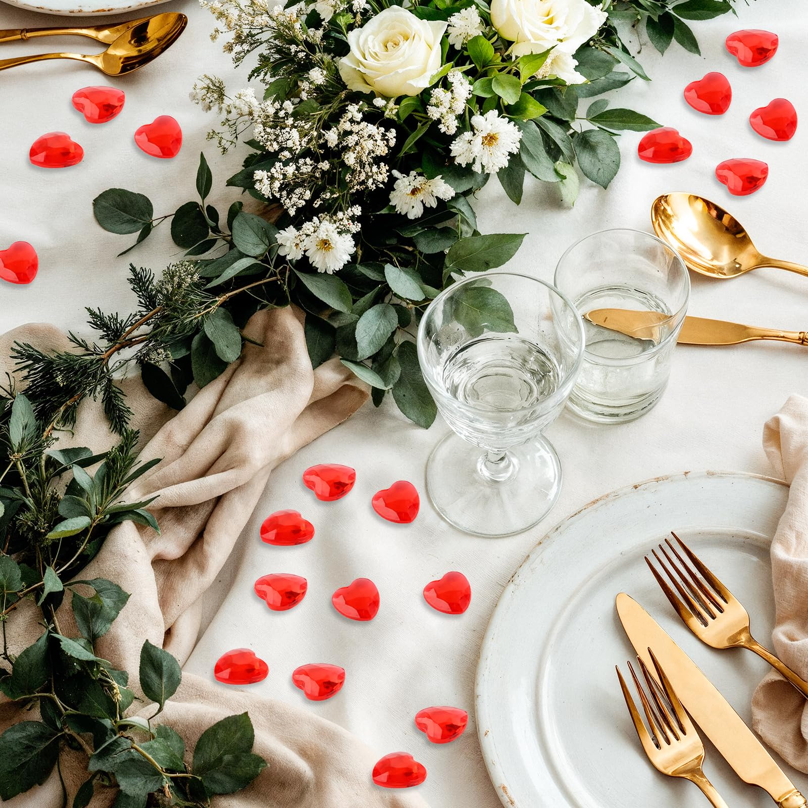600 Cuori Acrilici Decorativi Rosso - Cristalli A Forma Di Cuore 12 Mm Per Feste E Matrimoni - Foto 4