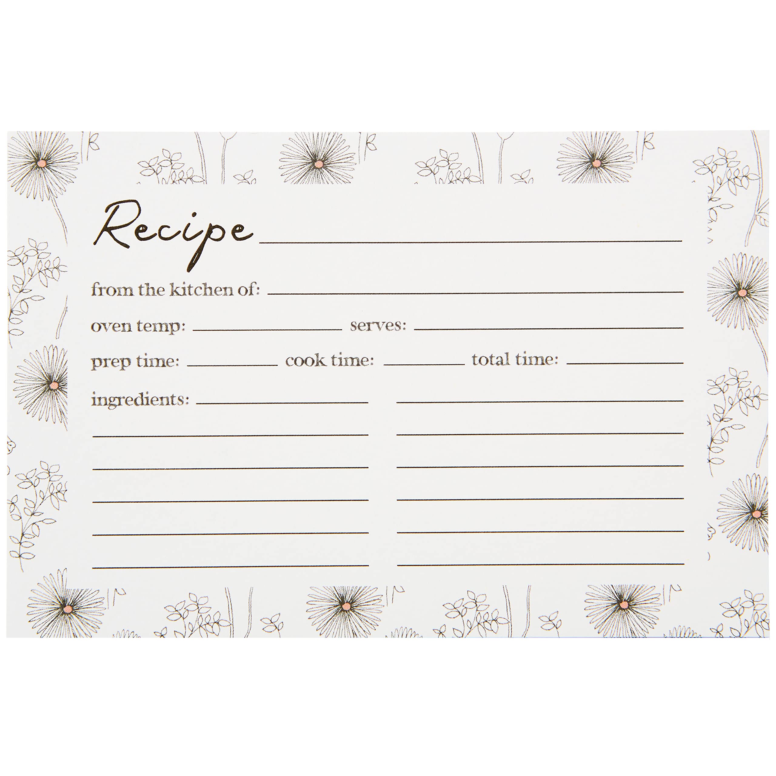C.R. Gibson Night and Day Blush Double Sided Recipe Card Set, 4