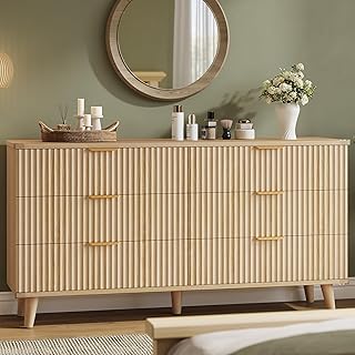 Lulive Dresser for Bedroom Wood Dressers Chest of Drawers, Fluted 53.2