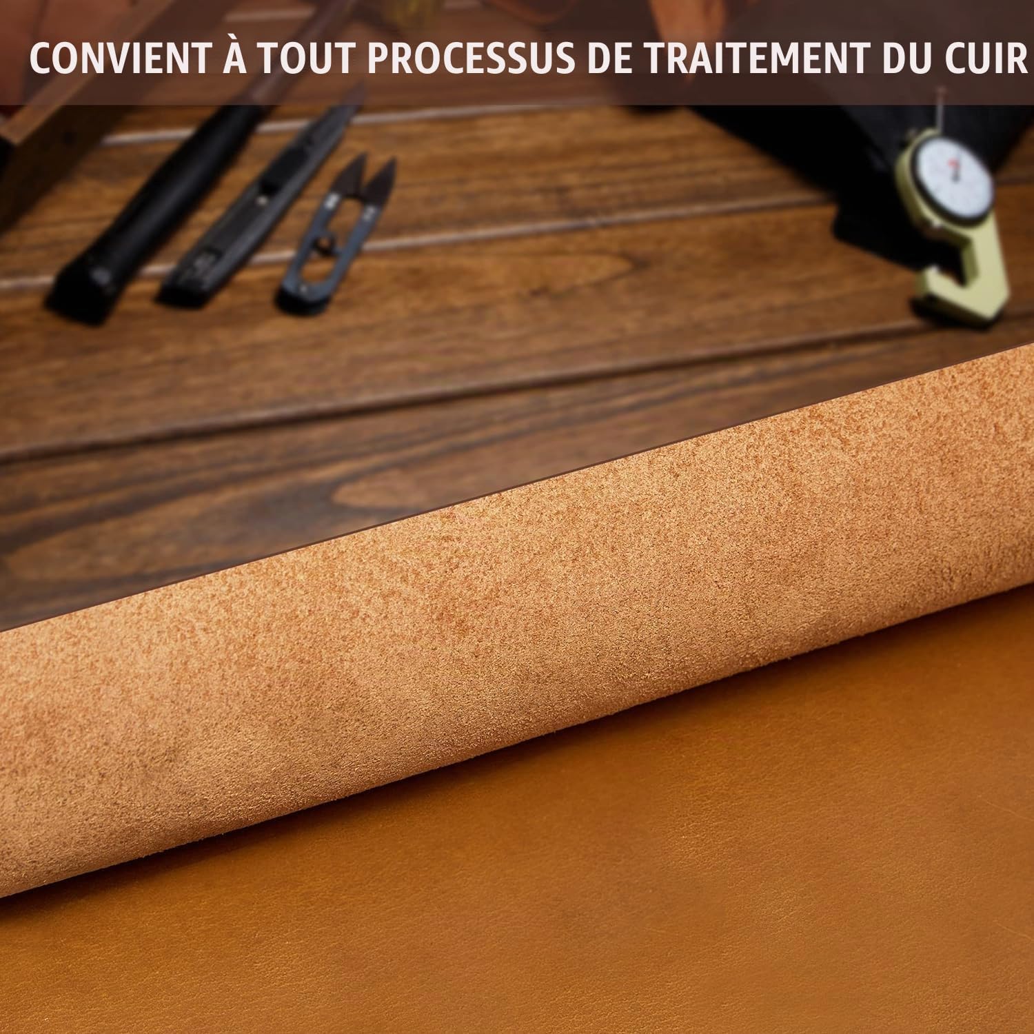 Cuir de vache pleine fleur épais marron bourbon 3,6 mm-4 mm (255,1 à 283,5 g) cuir de vache pleine fleur épais pour travaux manuels, outillage, loisirs créatifs, cuir, 61 x 61 cm