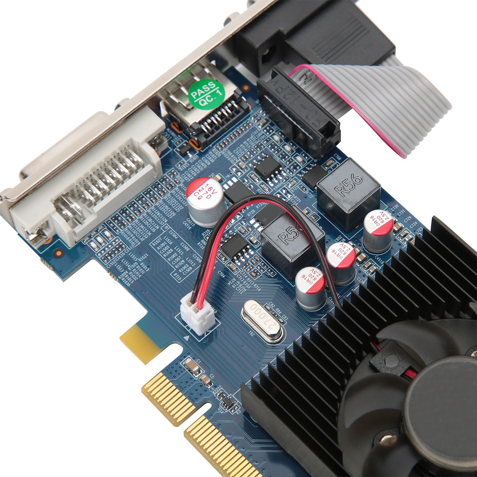VBESTLIFE Tarjeta gráfica para PC, Tarjeta gráfica HD6450 2G 64bit DDR3 con Ranura PCI Express 3.0, para computadora de Escritorio de Oficina