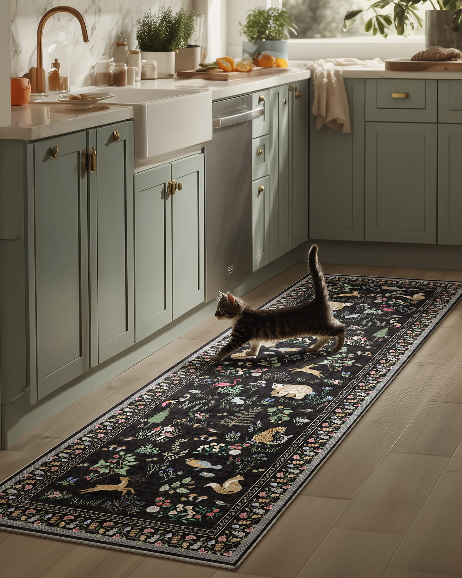 Photo 1 of Machine Washable Kitchen Runner Rugs: 2'6"x8' Hallway Runner Stain Resistant Non Slip Low Pile Soft Carpet Runners for Hallways Indoor Entryway Kitchen Living Room Bedroom Bathroom Farmhouse