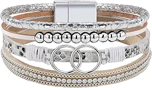 Btysun Bracelets for Women,Stocking Stuffers for Teens Birthday Gifts for Mom Inspirational Gift for Women Mother's Day Daughter Wrap Bracelet Sister Friend Teen Girl Gifts Leather Layered Jewelry Valentines Gift for Her