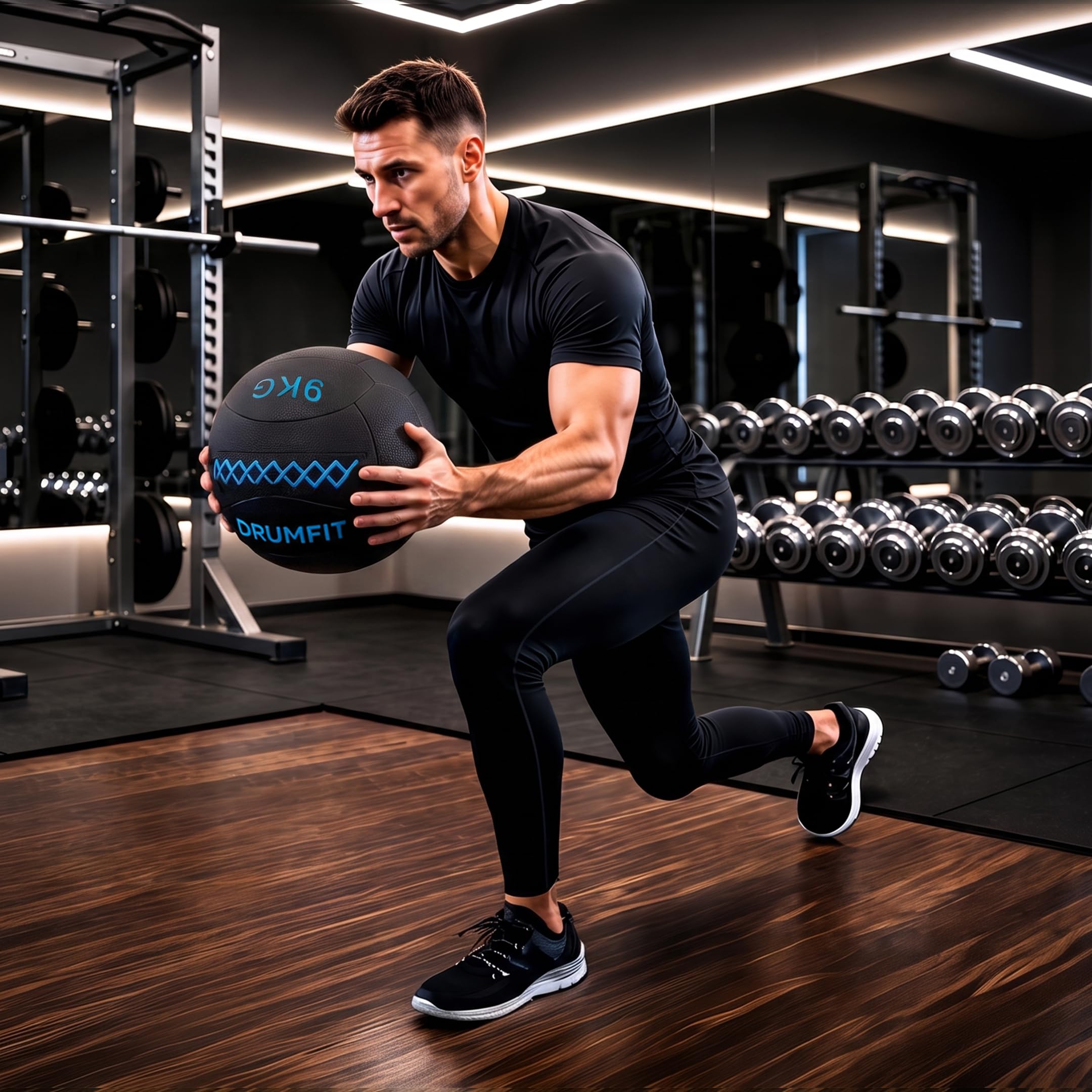 Cecotec Ballon Médicinal - Wall Ball - Drumfit WALLPRO-KV 9 kg. Rembourrage en Sable et Kevlar, Résistant à l'eau et à la Transpiration, Coutures Renforcées, Idéal pour la Force et Le Cross Training