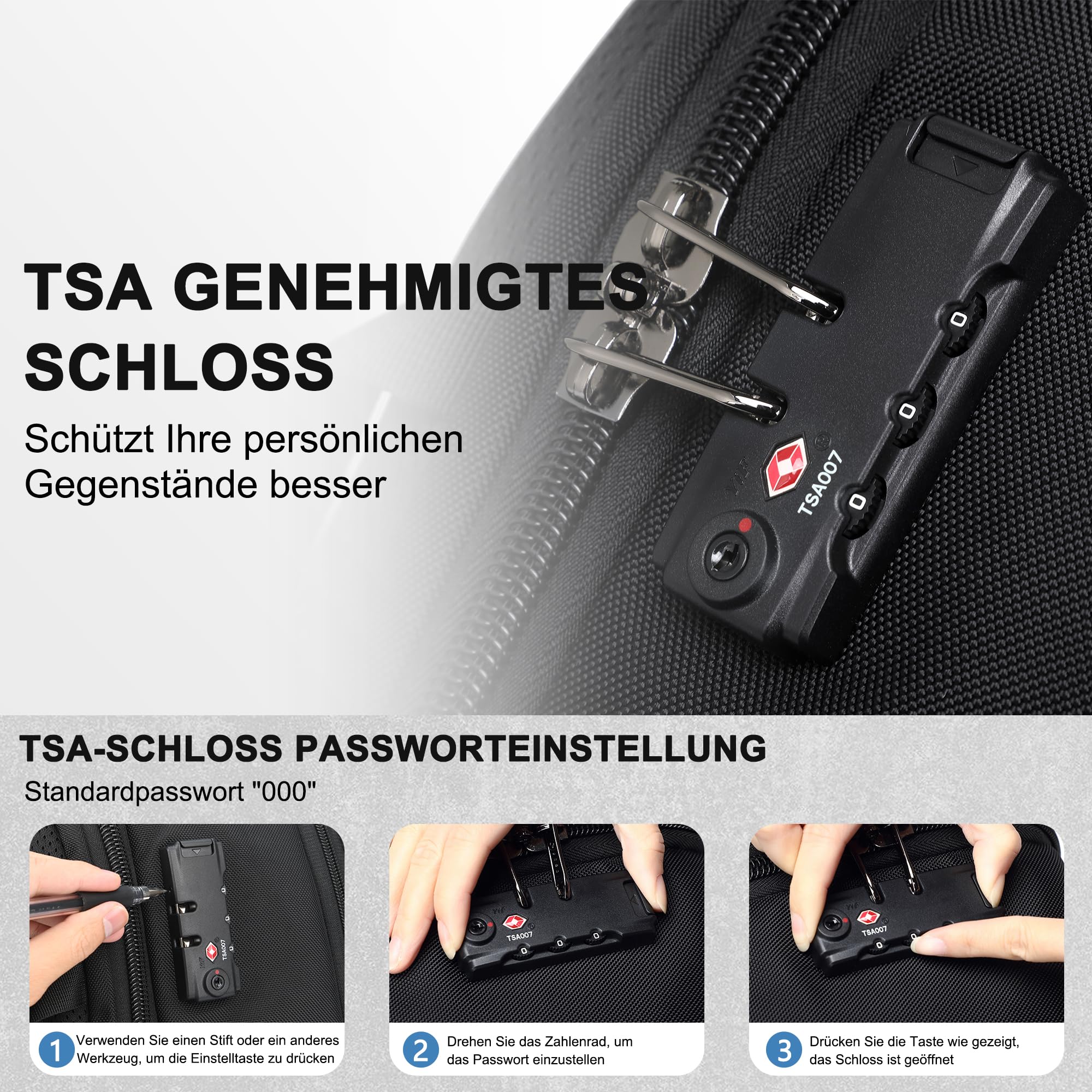 Vakuum Rucksack Handgepäck, 60L Erweiterbarer Reiserucksack mit Kompression & Luftpumpe, Airbag Rucksack mit TSA-Schloss