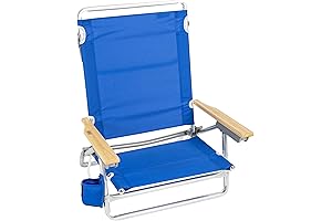 RIO Beach Classic 5-Position Lay-Flat Folding Telescope Beach Chair