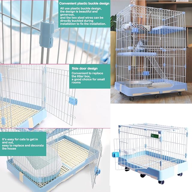 Foto 3 de 6 de BPS Jaula Grande Metálica para Gatos Mascotas 2 Tamaños para Conejos Vallas Gatito Cachorros (Modelo Pequeño)…