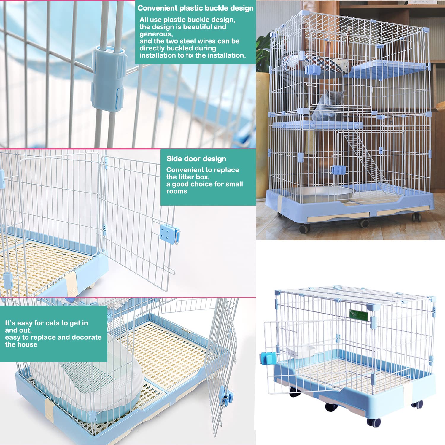 BPS Jaula Grande Metálica para Gatos Mascotas 2 Tamaños para Conejos Vallas Gatito Cachorros (Modelo Pequeño) BPS-1379