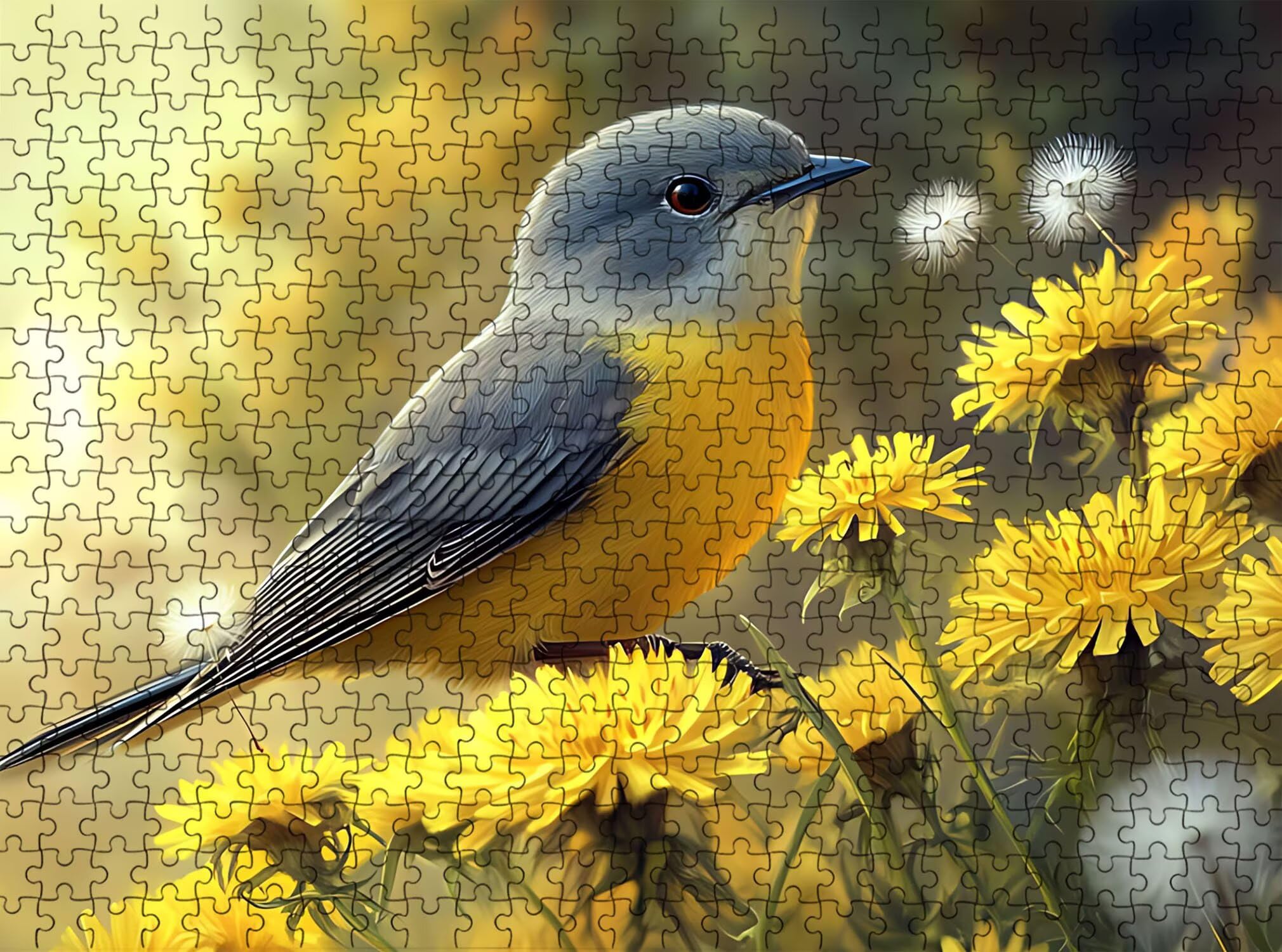 Bird Flower Puzzle 1000 Pieces, Drewniany Rodzinny Gra Planszowa - Puzzle dla Dorosłych Dla Całej Rodziny, Puzzle Edukacyjne DIY i Antystresowe - z mapą referencyjną, 75 x 50 cm F0-803