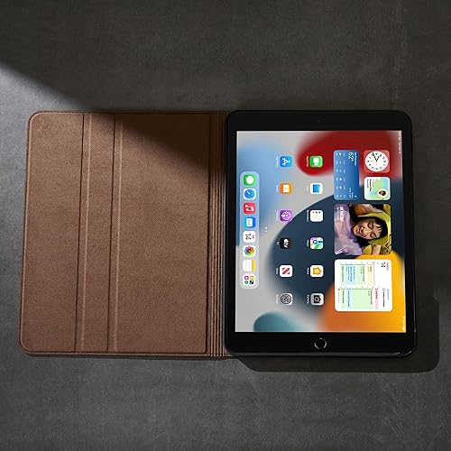 Miniatura 6 de Gexmil Funda para iPad de 987 generación (202120202019), funda de cuero genuino de 10.2 pulgadas, funda de piel de vaca con función de apagado y
