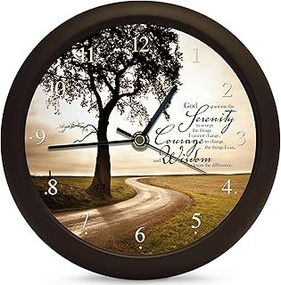 Serenity Prayer Inspirational Sleek Black 8 inch Three Hymn Sound Clock