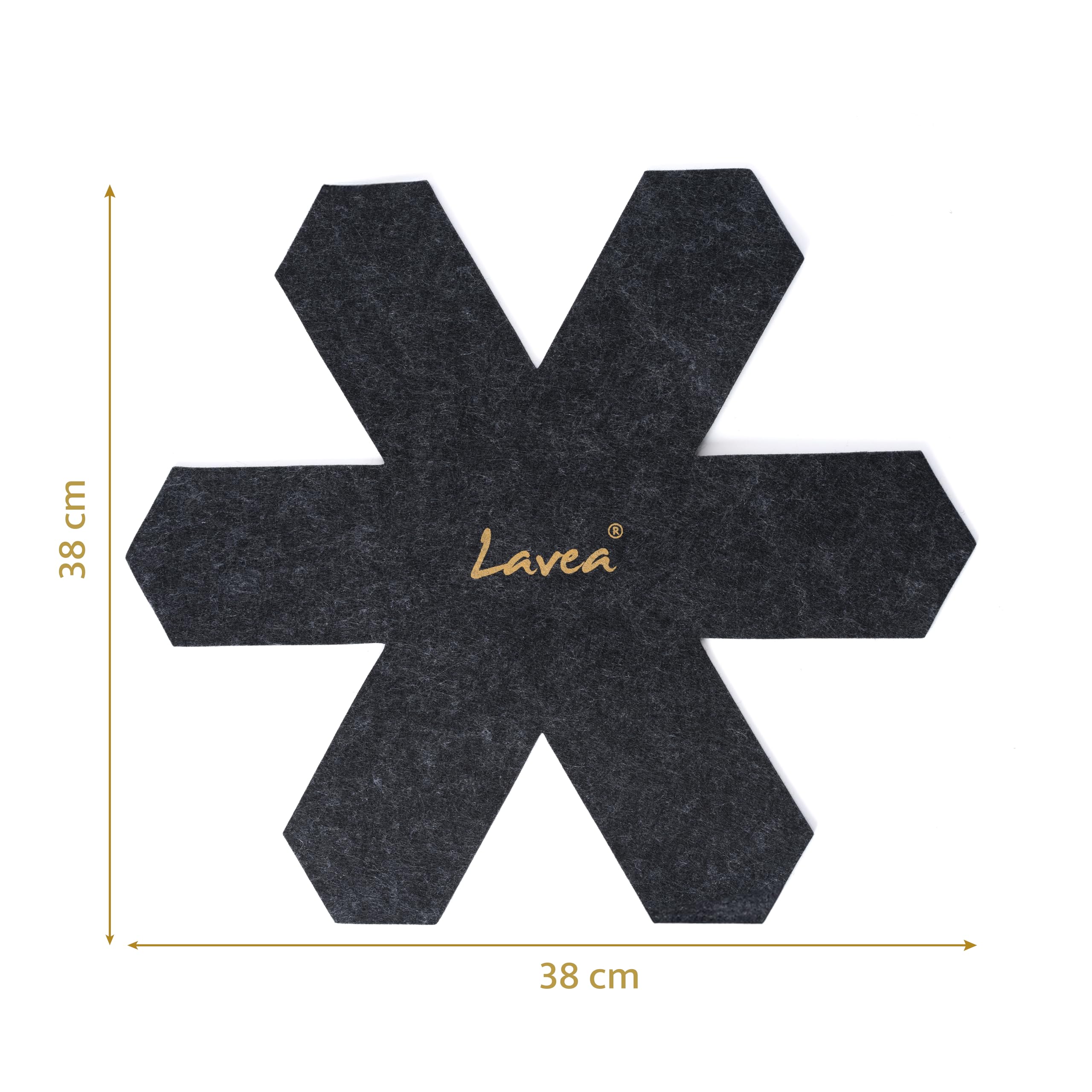 Lavea® Set 5 Protector sartenes Separador sartenes – Gris Oscuro, 38 cm, Grosor 3 mm – Protector sartenes separadores para sartenes y cacerolas