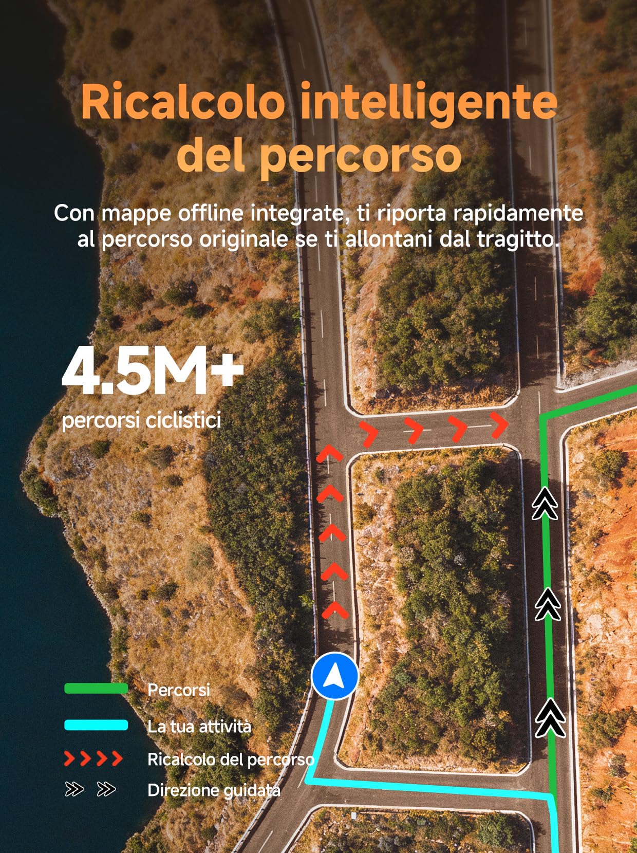 iGPSPORT BSC500 Ciclocomputer GPS per Bici, Schermo Touch da 3,3", Navigazione Vocale, Campanello Elettronico e Funzioni di Allenamento