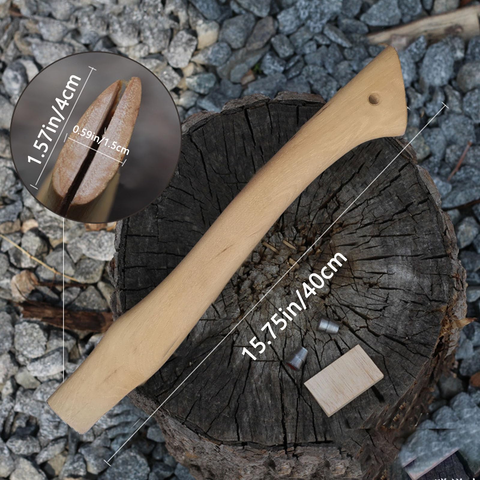 Axe Handle Replacement, 15.75in Walnut Hatchet Handle Replacement for Camping Gardening Axe