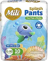 Mili Fralda Infantil Splash Pants Tamanho G e XG, Para Piscina e Praia, Uso em Água, Ajuste Seguro, 10 Unidades