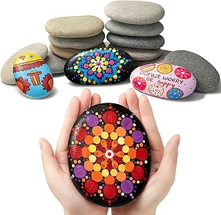 Simetufy 12Pcs 5-6 Inch Extra Large Rocks for Painting Flat Painting Roc...