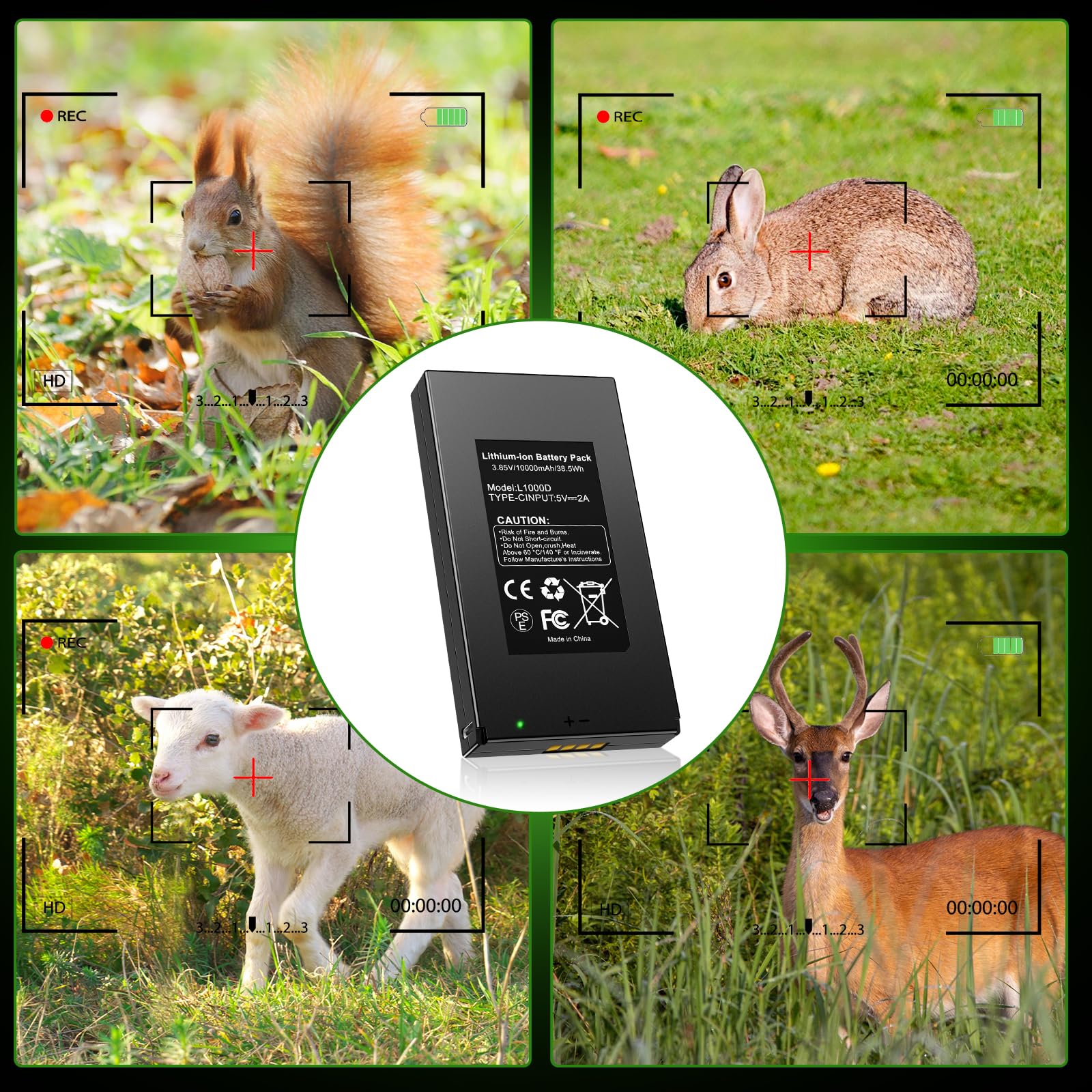 10Ah Batterie Compatible avec Caméras Chasse GardePro E6P, E6PCF, E6PMB | compatible avec E8PWF, E8PMB, X60P et X60PMB,Meidase P200P,P300 Pro,S970 Pro Caméras Chasse