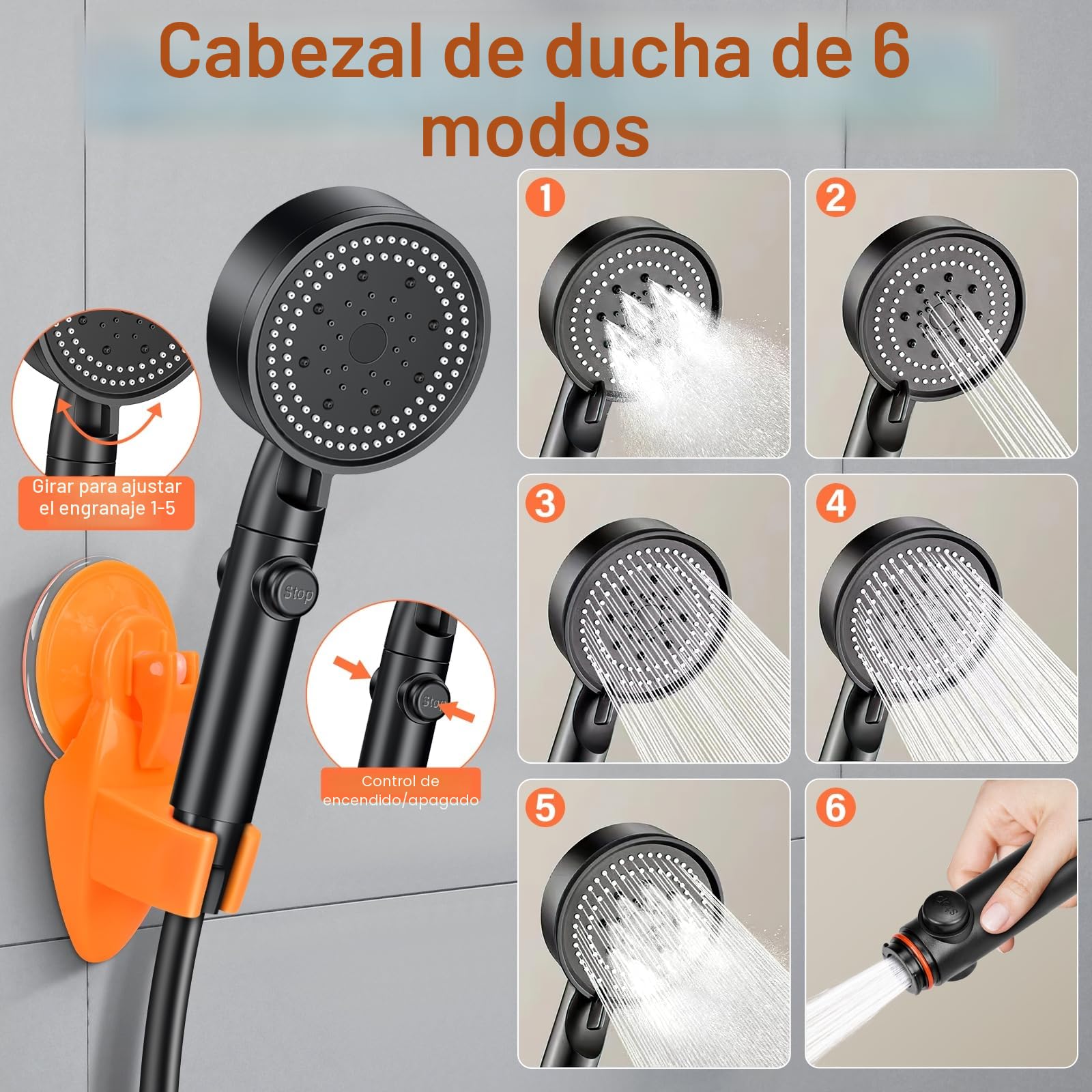 Rsaoty Ducha Portatil, 3000 mAh Ducha Portatil Camping Bateria, IPX7 Impermeable Ducha Portatil Camping con Bomba,con Alcachofa de Ducha y Manguera para Jardín, Camping, Viajes, Lavado de Coches