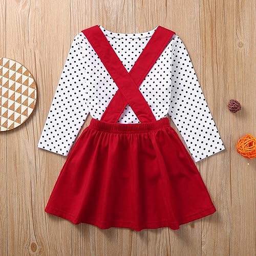 Miniatura 5 de KAGAYD Vestido de princesa para bebé vestidos con patrón de corazón parte superior con tirantes y faldas para niños y niñas de San Valentín rojo 3-4