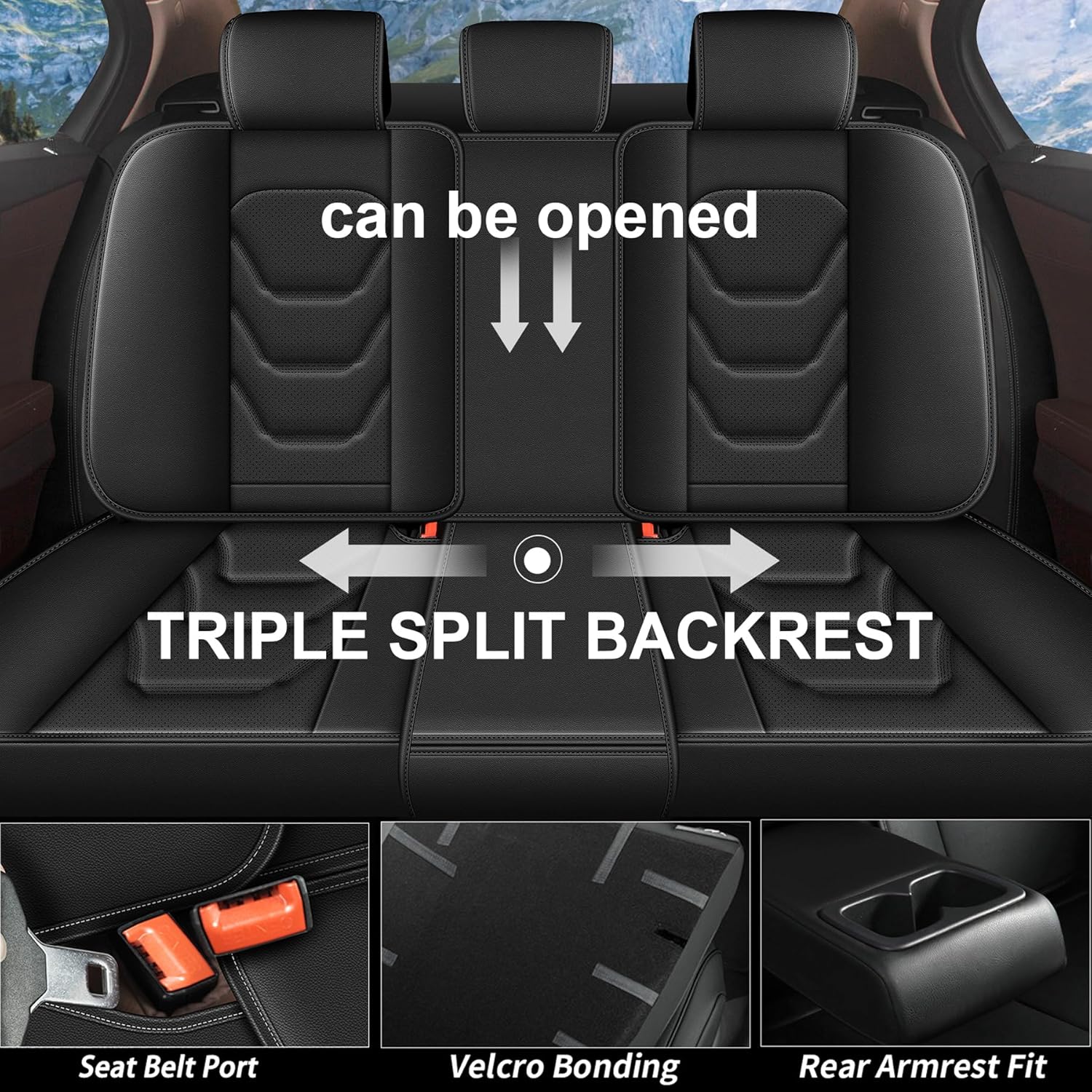 Full Set Seat Covers for Hyundai Sonata 2007-2025 2026: Breathable Leather Car Seat Covers Cushion (5 Seat Full Set,Black)