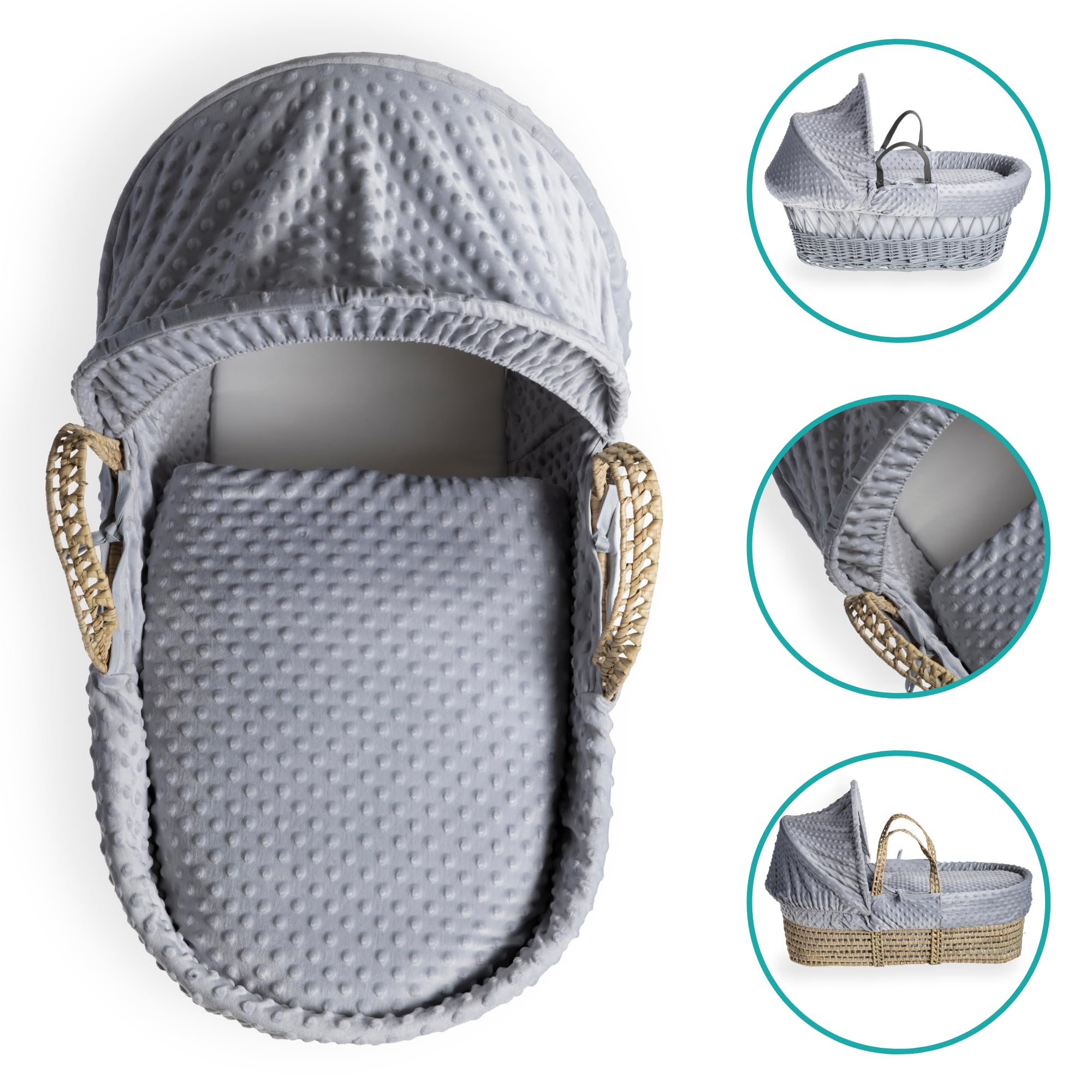 Clair de Lune Dimple - Set di biancheria da letto per culla (cestino non incluso) - (grigio)