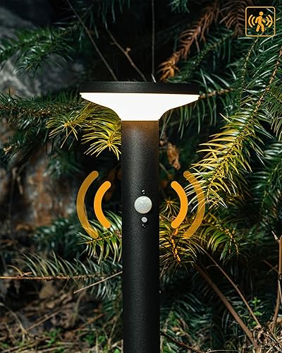 Yoolax - Luces solares para camino, con sensor de movimiento, para exteriores, paquete de 2 unidades, impermeables, del atardecer al amanecer, luces