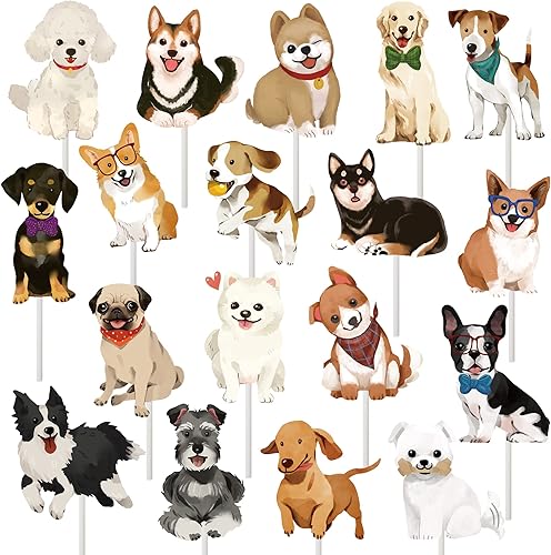 Decoración para cupcakes para perros, decoración de fiesta de cumpleaños para cachorros, decoración de tartas para fiesta de perros y mascotas,
