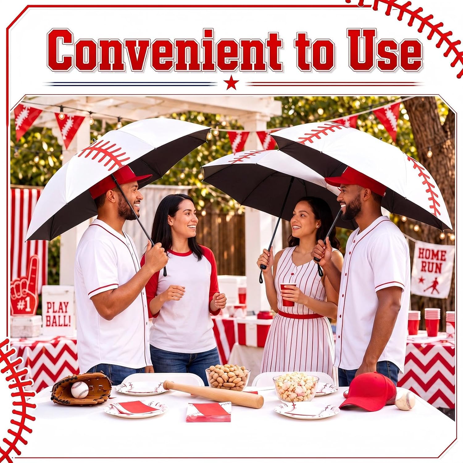 12 Pack Baseball Umbrella Sports Manual Open Black Coating Windproof Waterproof Rain Umbrella 8 Ribs for Sports Team Outdoor Events, Travel and Game Day