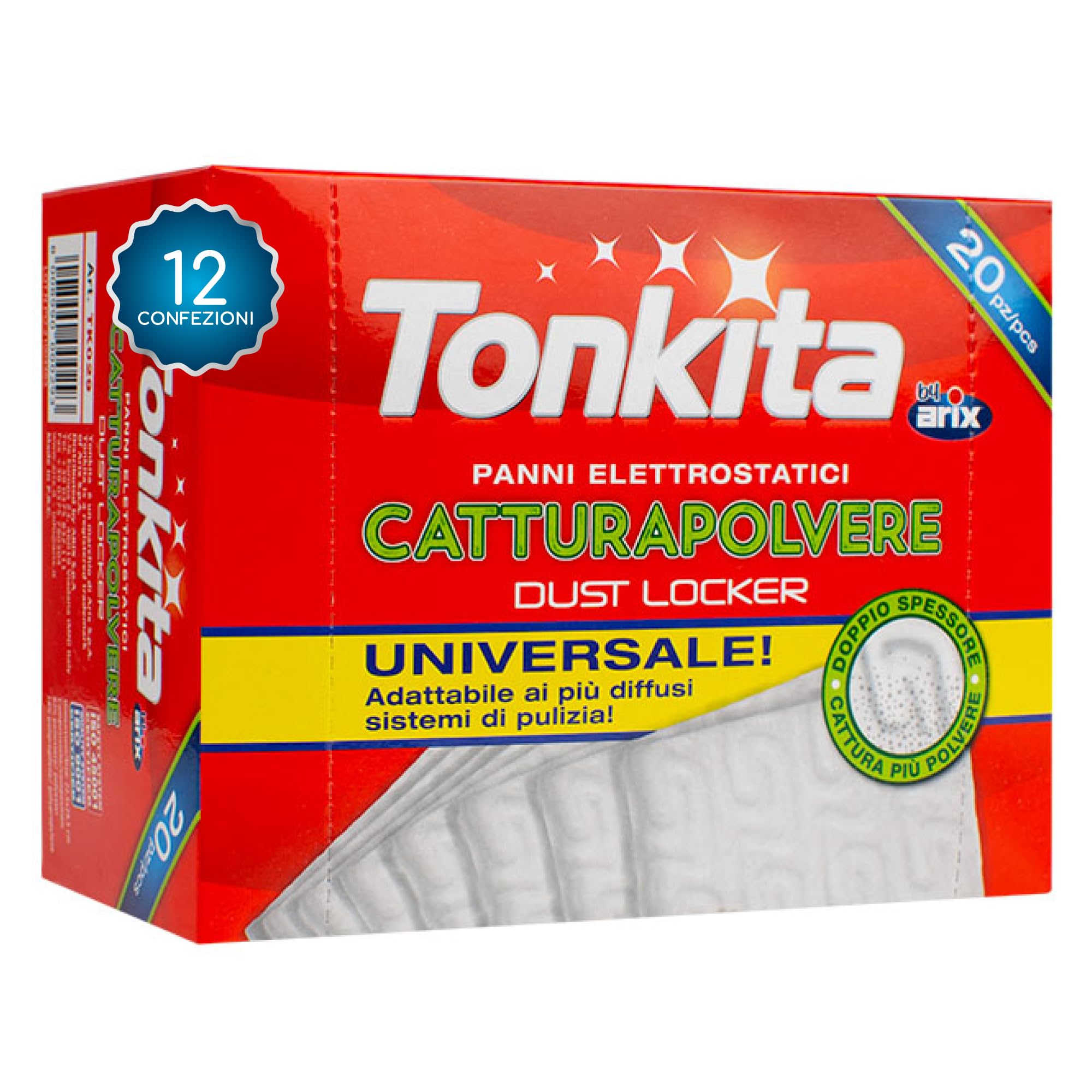 Tonkita |240 Panni Elettrostatici Catturapolvere Universali, Cattura Sporco con Texture 3D a Doppio Strato, Adatto a Tutti i Tipi di Pavimento, Ricambio Catturapolvere, 12 Scatole - Made In Italy