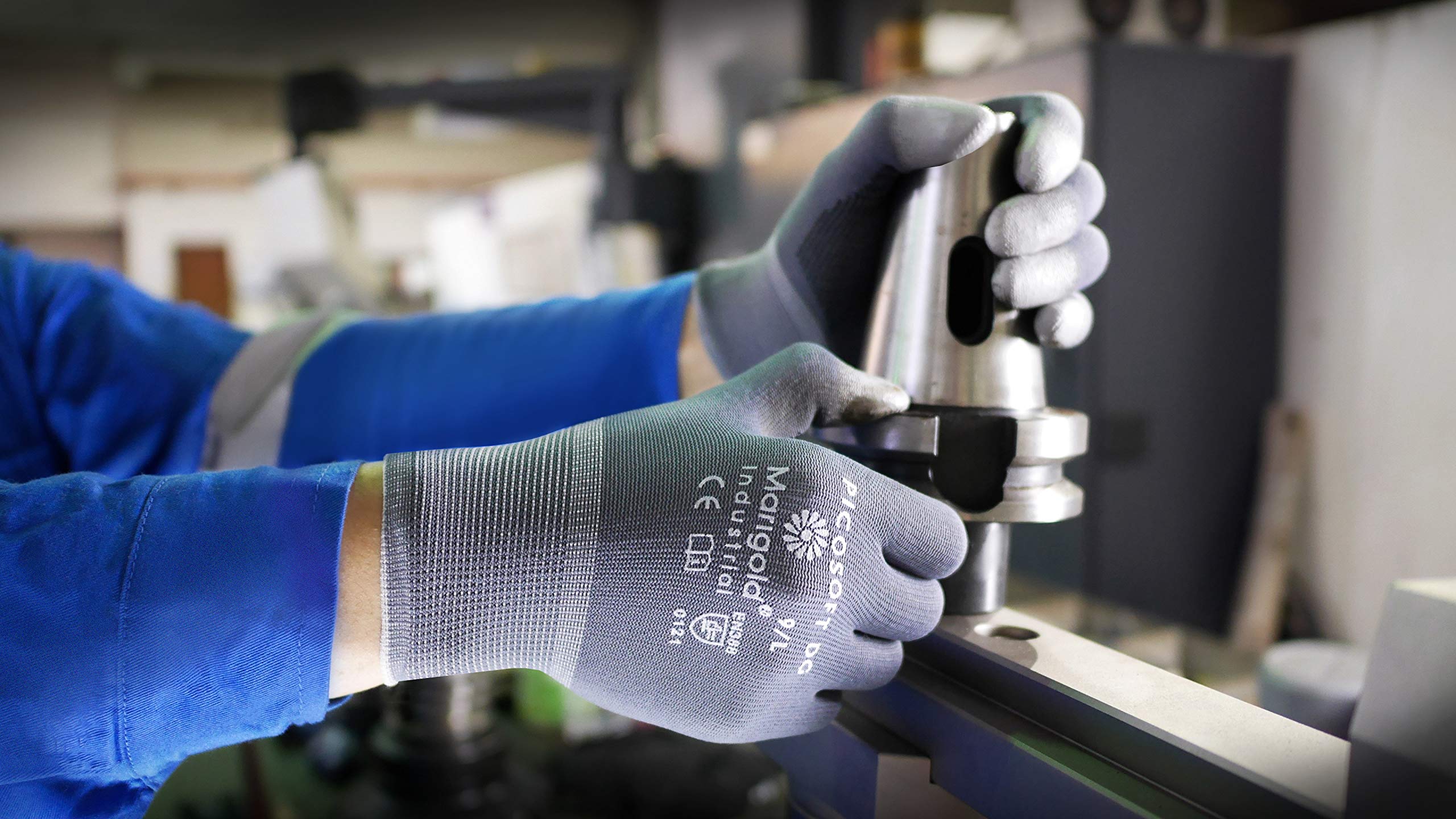 Comasec & Marigold Ansell Picosoft DG Arbeitshandschuhe, Mehrzweckhandschuhe, Mechanikschutz-Handschuh, Industrie PSA, Grau, Größe L (12 Paar)