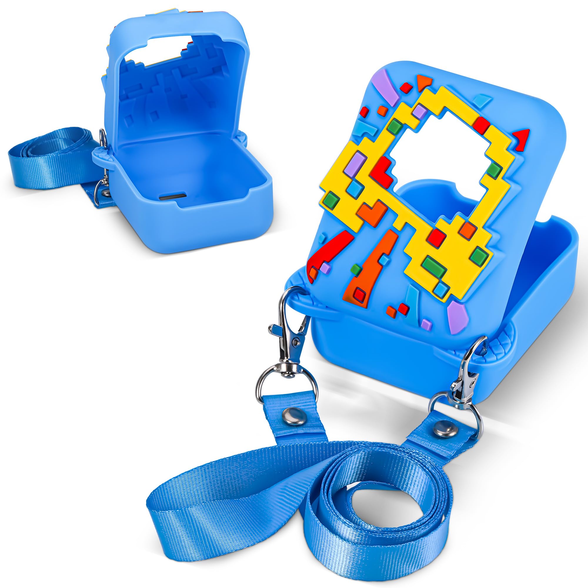 Silicone Case for Bitzee, Full Cover Silicone Protective Case for Bitzee Digital Pet, Colorful Pattern Bitzee Digital Pet Case, Blue for Bitzee Disney Interactive Toy (BLUE)